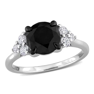 Mimi & Max 2 1/3ct Tw Black And White Diamond Cluster Ring In 14k White Gold