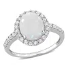 Mimi & Max 2 1/4 Ct Tgw Halo Oval Opal And Created White Sapphire Ring In 10k White Gold In White