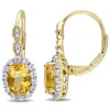 Mimi & Max 2 1/4 Ct Tgw Oval Shape Citrine, White Topaz And Diamond Accent Vintage Leverback Earrings In 14k Ye In Yellow