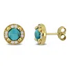 Mimi & Max 2 1/4ct Tgw Light Blue Turquoise Created White Sapphire Halo Stud Earrings Yellow Silver In Gold