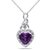 Mimi & Max 2 1/4ct Tgw Simulated Alexandrite Heart And Diamond Accents Pendant And Chain In 10k White Gold In Purple