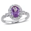 Mimi & Max 2 1/4ct Tgw Simulated Alexandrite White Topaz Diamond Accent Ring 14k White Gold In Purple