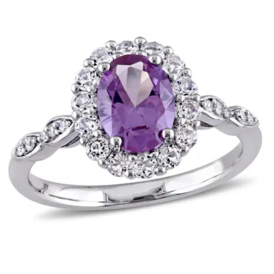 Mimi & Max 2 1/4ct Tgw Simulated Alexandrite White Topaz Diamond Accent Ring 14k White Gold In Purple