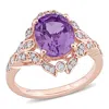 Mimi & Max 2 1/5ct Tgw Amethyst 1/5ct Tw Diamond Vintage Ring 14k Rose Gold In Purple
