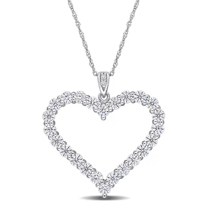 Mimi & Max 2 2/5 Ct Dew Created Moissanite Heart Pendant With Chain In Sterling Silver