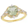 Mimi & Max 2 2/5ct Tgw Green Quartz White Sapphire Diamond Accent Ring 14k Yellow Gold In Green