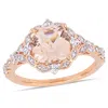 Mimi & Max 2 2/5ct Tgw Morganite White Sapphire Diamond Accent Engagement Ring 14k Rose Gold In Pink