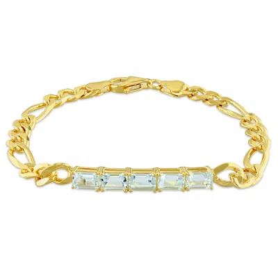 Mimi & Max 2 3/4 Ct Tgw Aquamarine Birthstone Link Bracelet In Yellow Plated Sterling Silver