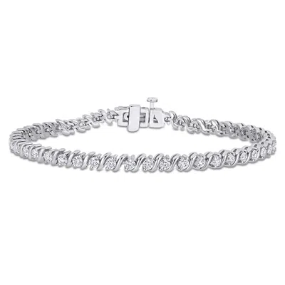 Mimi & Max 2 3/4ct Dew Created Moissanite S-link Tennis Bracelet Sterling Silver