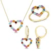 Mimi & Max 2 3/4ct Tgw Multi-color Gemstone Heart Earrings Necklace Ring Set 10k Yellow Gold