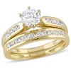 Mimi & Max 2 3/5ct Tgw Cubic Zirconia Channel Set Bridal Ring Set In Yellow Plated Sterling Silver In Silver