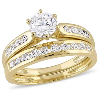 Mimi & Max 2 3/5ct Tgw Cubic Zirconia Channel Set Bridal Ring Set In Yellow Plated Sterling Silver