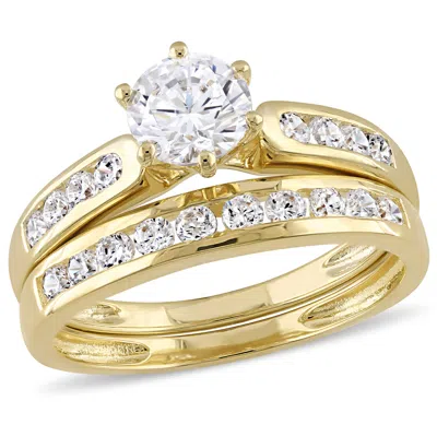 Mimi & Max 2 3/5ct Tgw Cubic Zirconia Channel Set Bridal Ring Set In Yellow Plated Sterling Silver In White