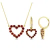 Mimi & Max 2 3/8ct Tgw Garnet Open Heart 2-pc Jewelry Set 10k Yellow Gold In Red