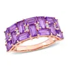 Mimi & Max 2 4/5ct Tgw Baguette Amethyst 1/10ct Tdw Diamond Ring 10k Rose Gold In Purple