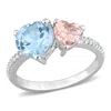 Mimi & Max 2 5/8 Ct Tgw Sky Blue Topaz And Morganite With 1/10 Ct Tw Diamond 2-stone Toi Et Moi Ring In Sterlin In Silver