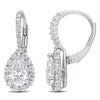 Mimi & Max 2 5/8ct Dew Created Moissanite Teardrop Halo Leverback Earrings In Sterling Silver In Silver