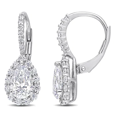 Mimi & Max 2 5/8ct Dew Created Moissanite Teardrop Halo Leverback Earrings In Sterling Silver