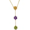Mimi & Max 2 5/8ct Tgw Amethyst Citrine Peridot White Topaz Flower Lariat Necklace Yellow Silver In Multi
