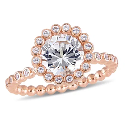Mimi & Max 2 5/8ct Tgw Created White Sapphire Scalloped Halo Ring 10k Rose Gold