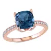 Mimi & Max 2 5/8ct Tgw London-blue Topaz Diamond Ring 10k Rose Gold In Blue