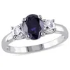 Mimi & Max 2 5/8ct Tgw Oval-cut Created Blue And White Sapphire 3-stone Ring In Sterling Silver In Blue