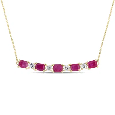 Mimi & Max 2 5/8ct Tgw Ruby 2/5ct Tw Diamond Necklace 14k Yellow Gold In Multi