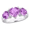 Mimi & Max 2 7/8ct Tgw Amethyst 3-stone Heart Ring In Sterling Silver