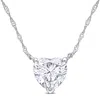Mimi & Max 2 Ct Dew Heart Shape Created Moissanite Solitaire Pendant With Chain In 10k White Gold In White