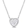 Mimi & Max 2 Ct Tgw Created Moissanite Halo Heart Pendant With Chain In Sterling Silver In White