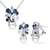Mimi & Max 2-pc Set Of 5 3/4ct Tgw London And Sky Blue Topaz, Sapphire And Cultured Freshwater Pearl Earrings A In Multi