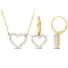 Mimi & Max 2 Piece Set Of 2-2.5mm Cultured Freshwater Pearl Heart Jewelry 14k Yellow Gold In White
