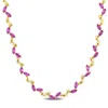 Mimi & Max 20 3/8ct Tgw Created Pink Sapphire Alternate Leaf Necklace In Yellow Silver-17 In In Pink