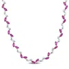 Mimi & Max 20 3/8ct Tgw Created Pink Sapphire Sterling Silver Alternate Leaf Necklace-17 In In Pink