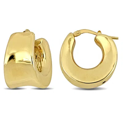 Mimi & Max 20 Mm Polished Huggie Earrings In Yellow Plated Sterling Silver
