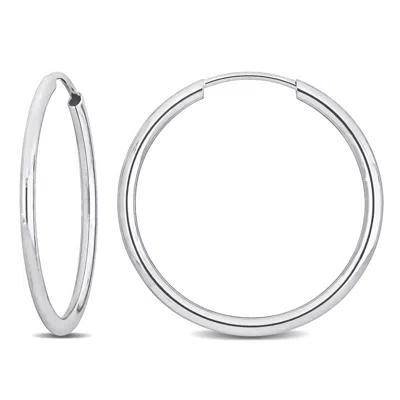 Mimi & Max 20mm Hoop Earrings In 14k White Gold In Silver