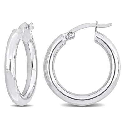 Mimi & Max 20x3mm Round Hoop Earrings In Sterling Silver
