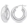 Mimi & Max 20x5mm Round Hoop Earrings In Sterling Silver In Silver
