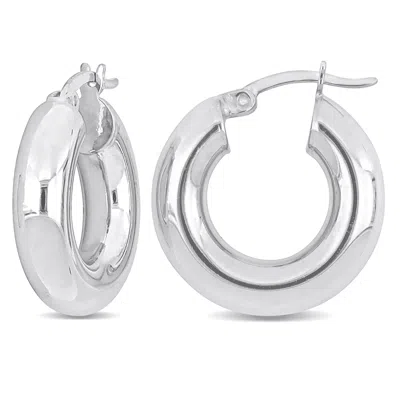 Mimi & Max 20x5mm Round Hoop Earrings In Sterling Silver