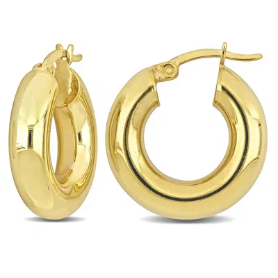Mimi & Max 20x5mm Round Hoop Earrings In Yellow Plated Silver