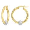 Mimi & Max 21 Mm Hoop Earrings With Ball In 2-tone Yellow And White 14k Gold In Multi