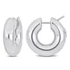 Mimi & Max 21mm Polished Hollow Hoop Earrings In 14k White Gold In Silver