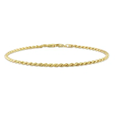 Mimi & Max 2.2mm Rope Chain Anklet In Yellow Plated Sterling Silver, 9 In In Gold