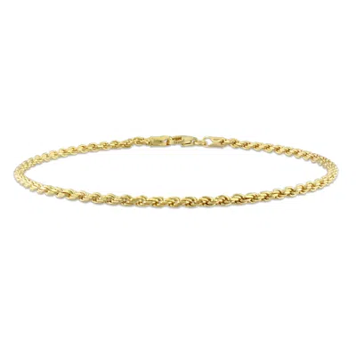 Mimi & Max 2.2mm Rope Chain Bracelet In Yellow Silver-9 In In Gold
