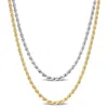 Mimi & Max 2.2mm Rope Chain Necklace Set 18 Inch 18k Yellow Gold Plated And 16 Inch White Sterling Silver In Multi