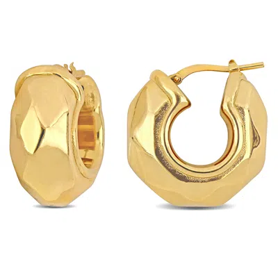 Mimi & Max 23 Mm Wide Diamond Cut Huggie Earrings In Yellow Plated Sterling Silver
