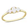 Mimi & Max 2/5 Ct Tgw Opal And Diamond Accent 3-stone Ring In 10k Yellow Gold In Yellow
