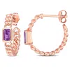 Mimi & Max 2/5ct Tgw Octagon Amethyst Link Earrings 10k Pink Gold In Gold