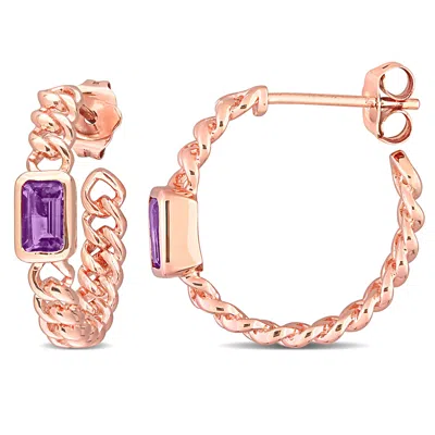 Mimi & Max 2/5ct Tgw Octagon Amethyst Link Earrings 10k Pink Gold