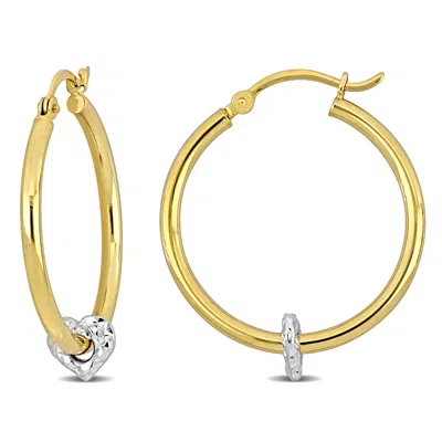 Mimi & Max 25mm Heart Hoop Earrings In 14k Yellow Gold